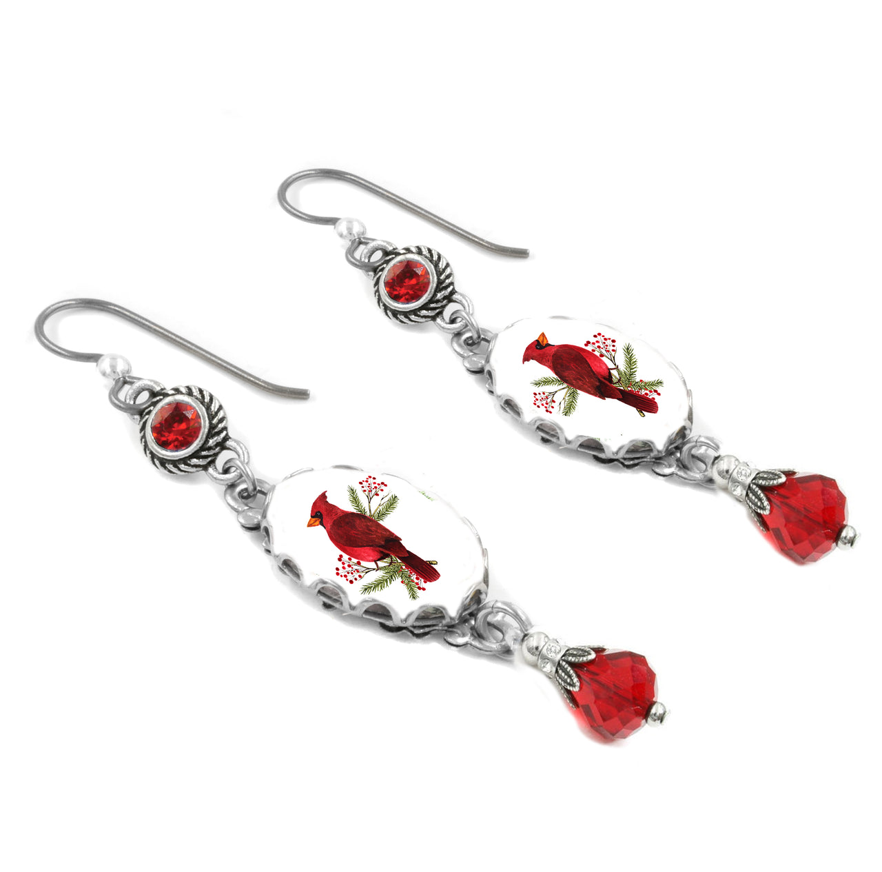 red cardinal earrings, I am always with you