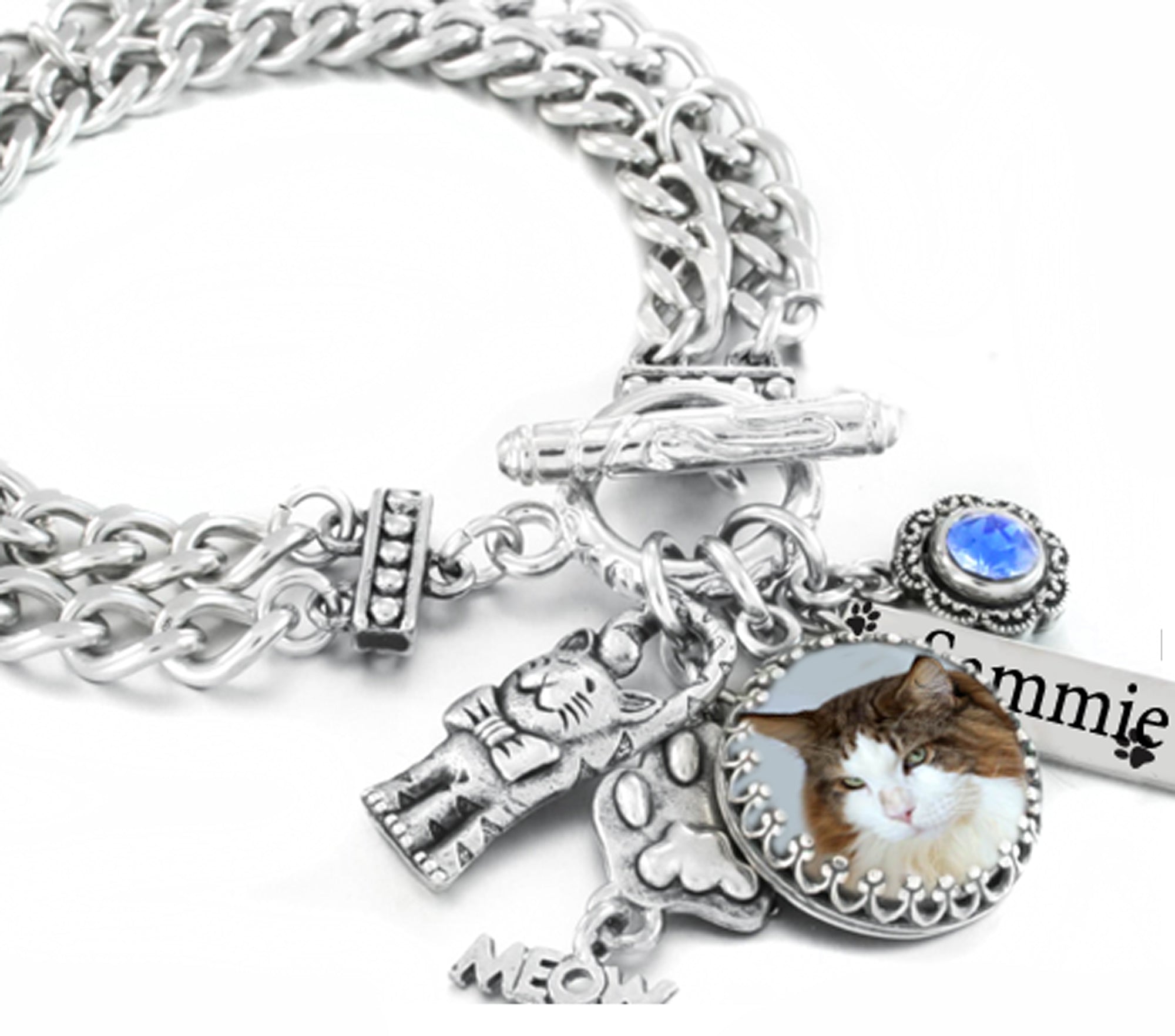 Personalized Cat Charm Bracelet - Blackberry Designs Jewelry