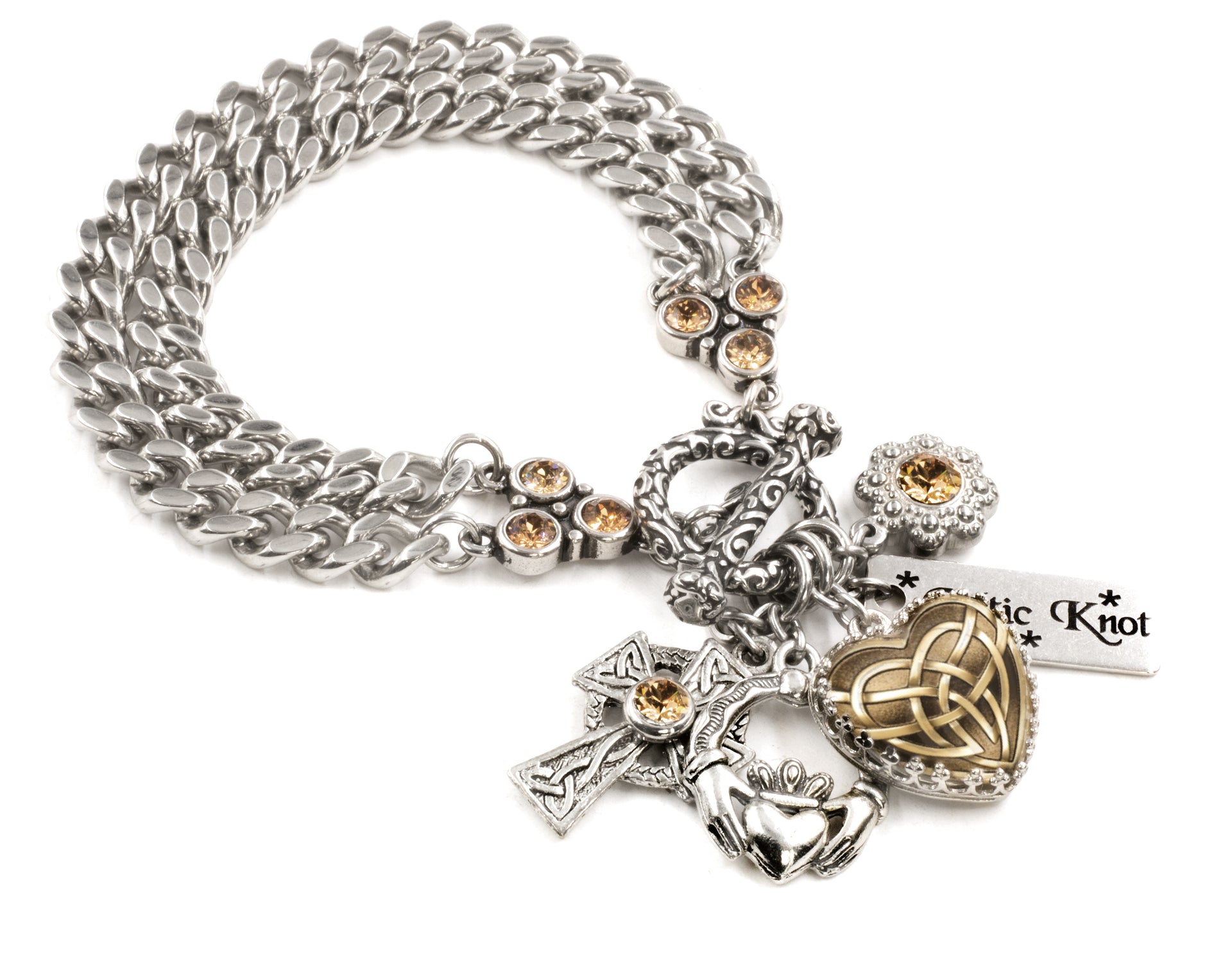 celtic knot charm bracelet gold
