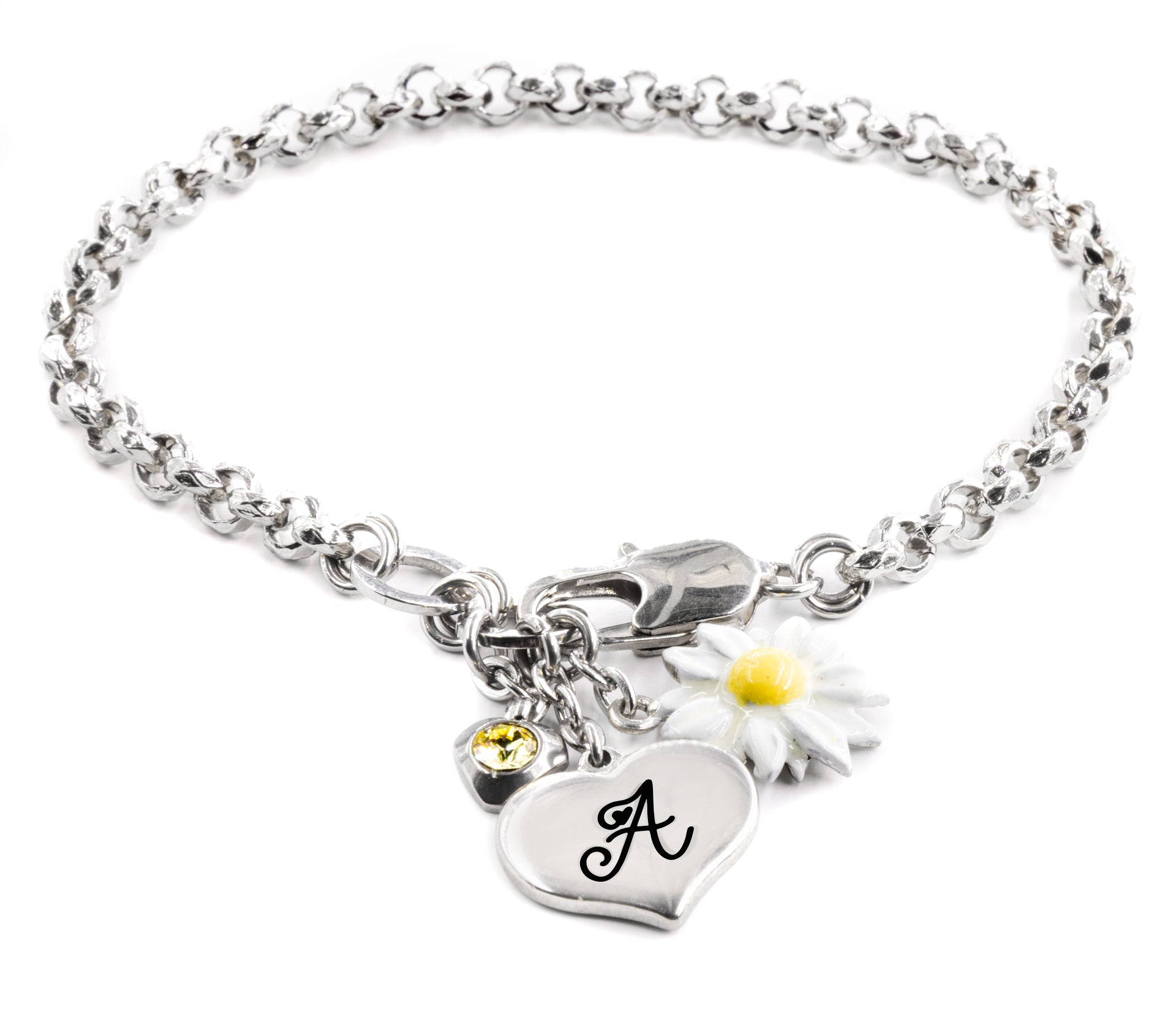 personalized daisy bracelet with initial