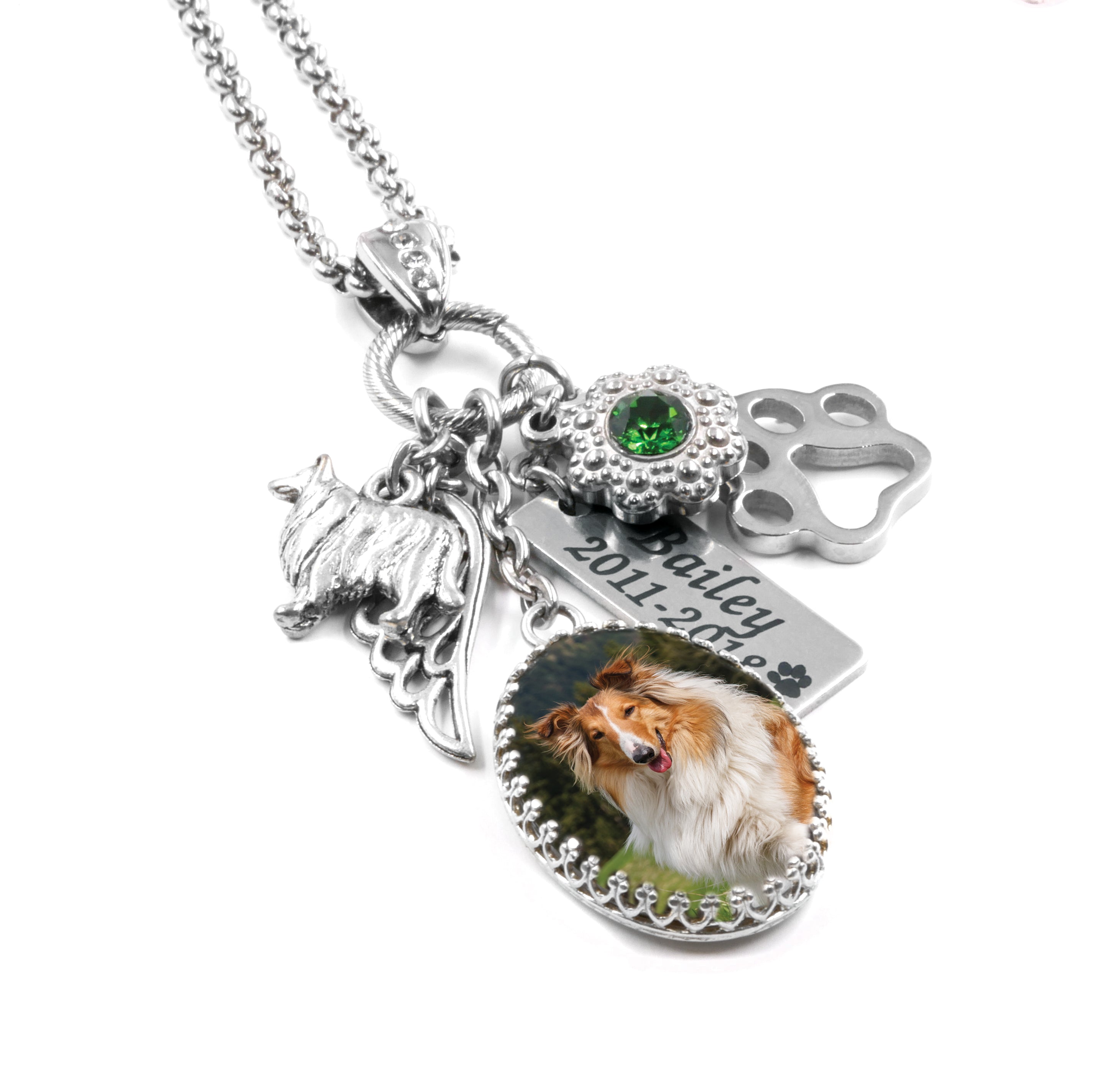 Personalized Sterling Silver Custom Pet Photo Engraved Necklace