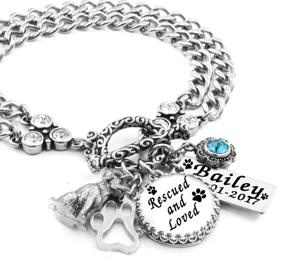 Custom Dog Memory Jewelry with Engraved Pets Name and Birthstone