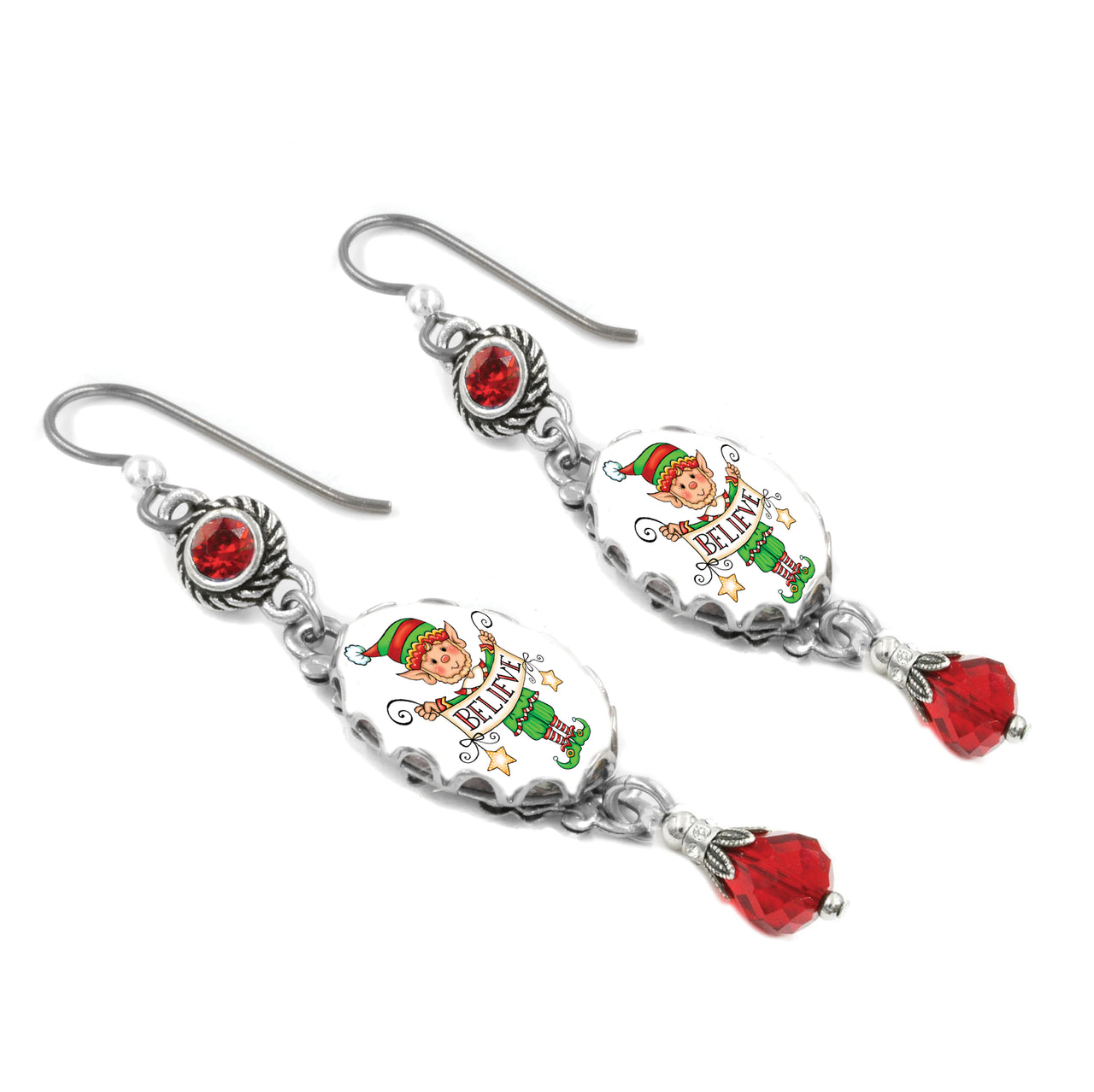 Christmas Earrings with Elves Charms