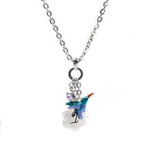Hand painted hummingbird necklace
