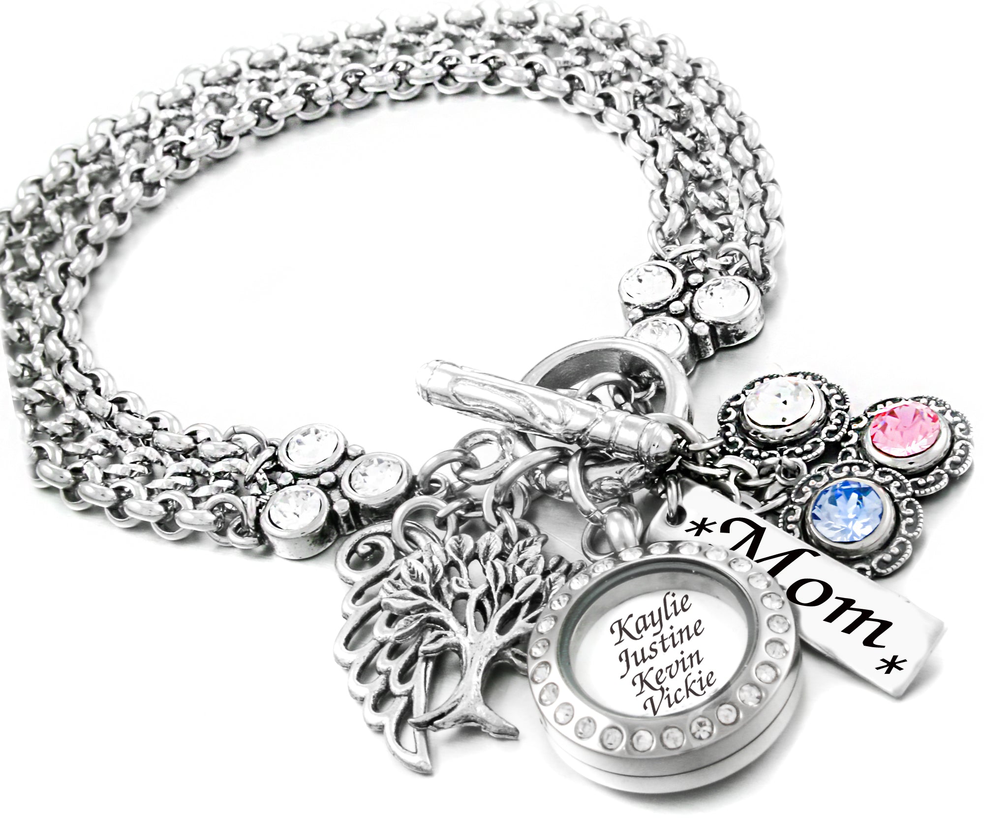 silver locket bracelet