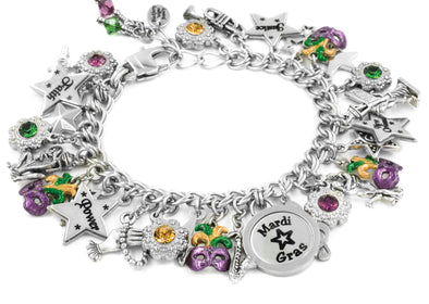 Mardi Gras Adjustable + Stainless Steel + Charm Bracelets + Adjustable + Women's + Charm Bracelets