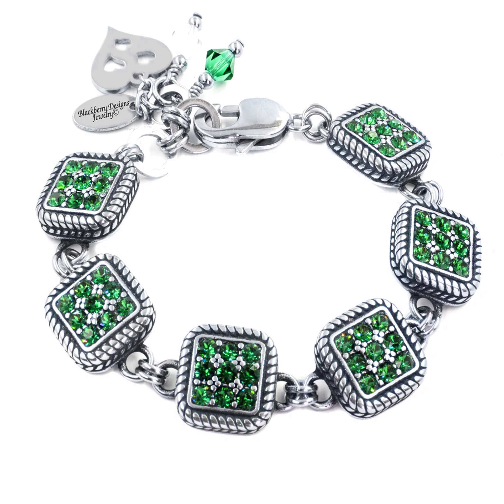 chunky emerald birthstone bracelet