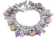 mothers charm bracelet amethyst hearts