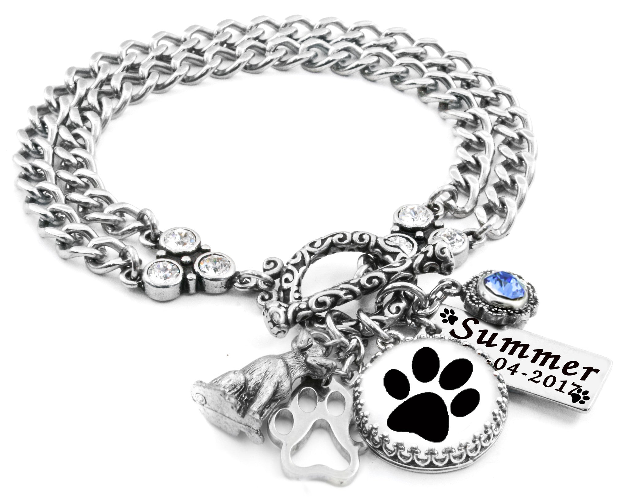 Paw print cheap charm bracelet