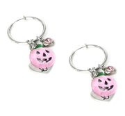Minimalist Hoop Earrings with Pink Pumpkins