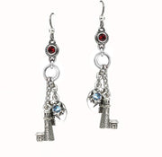 lighthouse nautical earrings with crystal and compass charm.