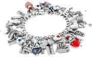 usa charm bracelet, red white blue, 4th of july