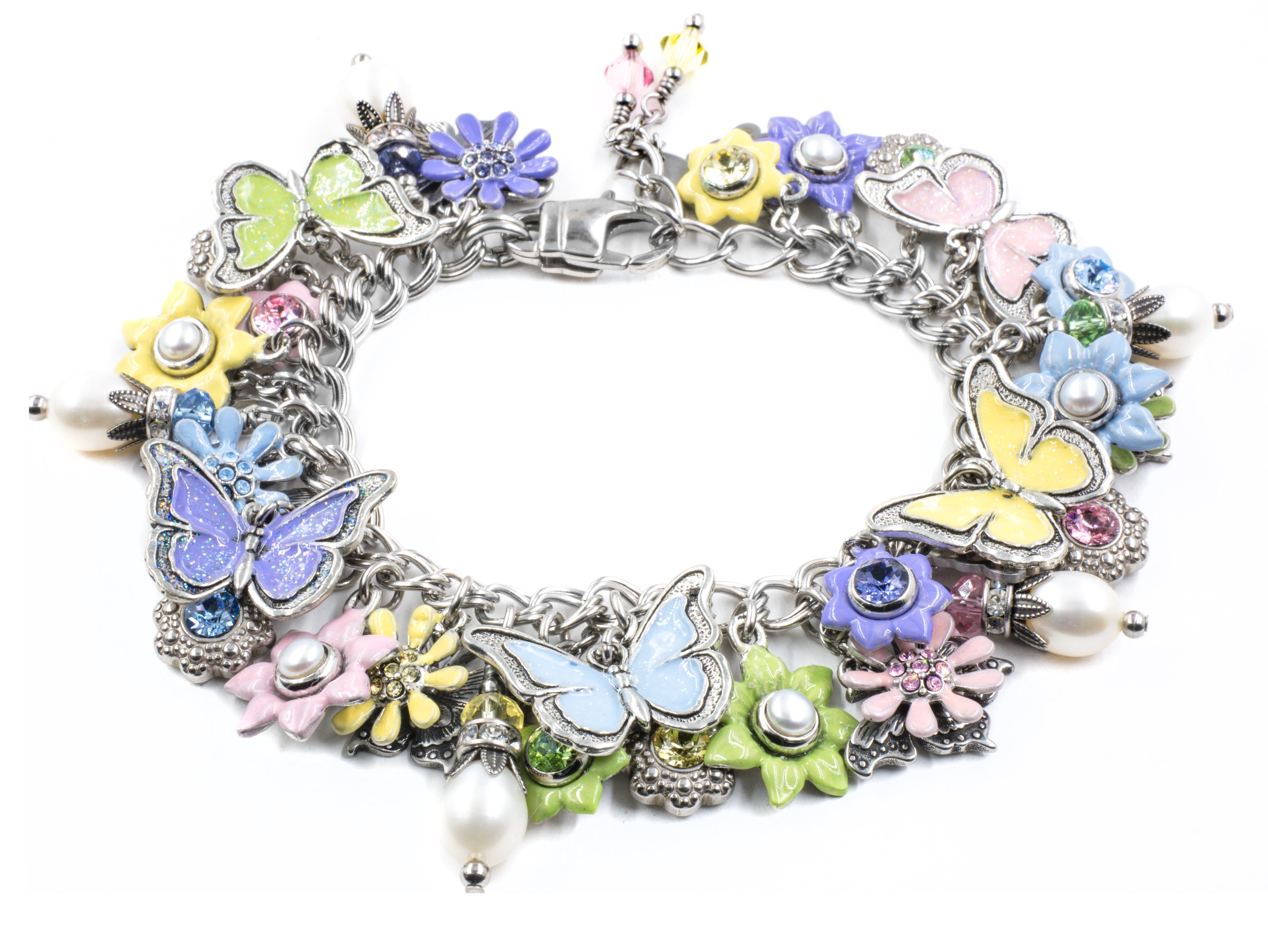 Beautiful Luxury Flower Blossom Monogram Charm Bracelet