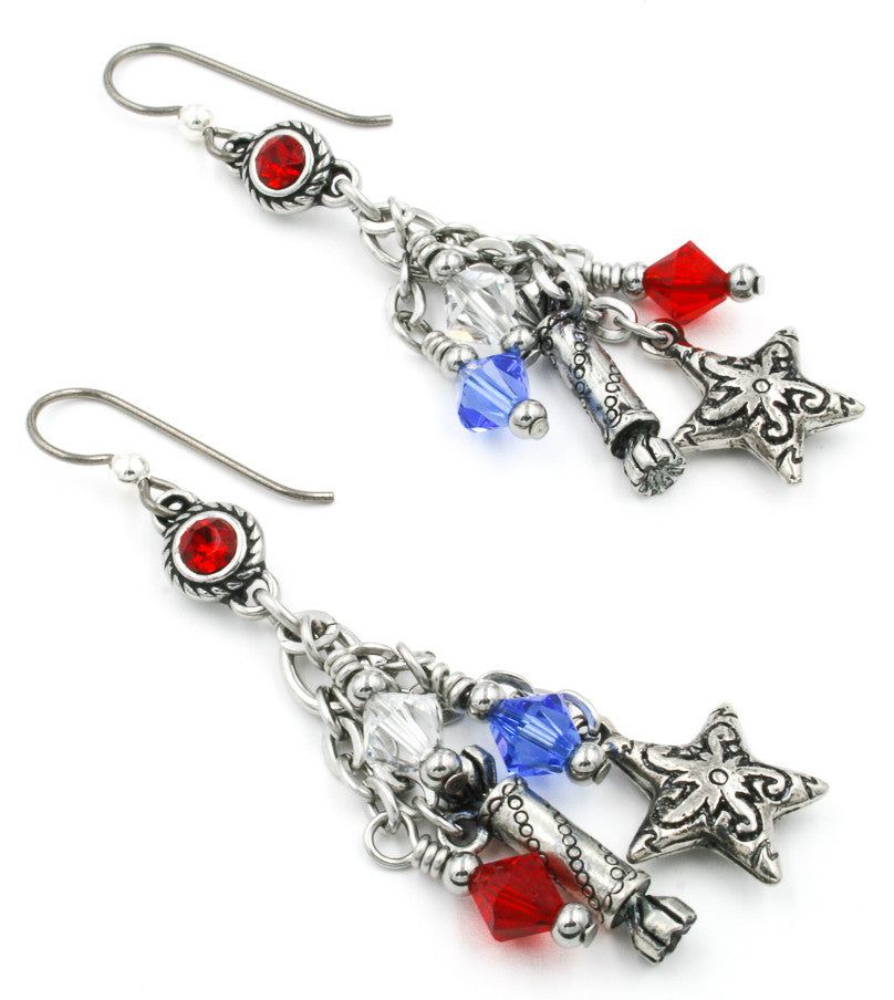 red white blue independence day earrings