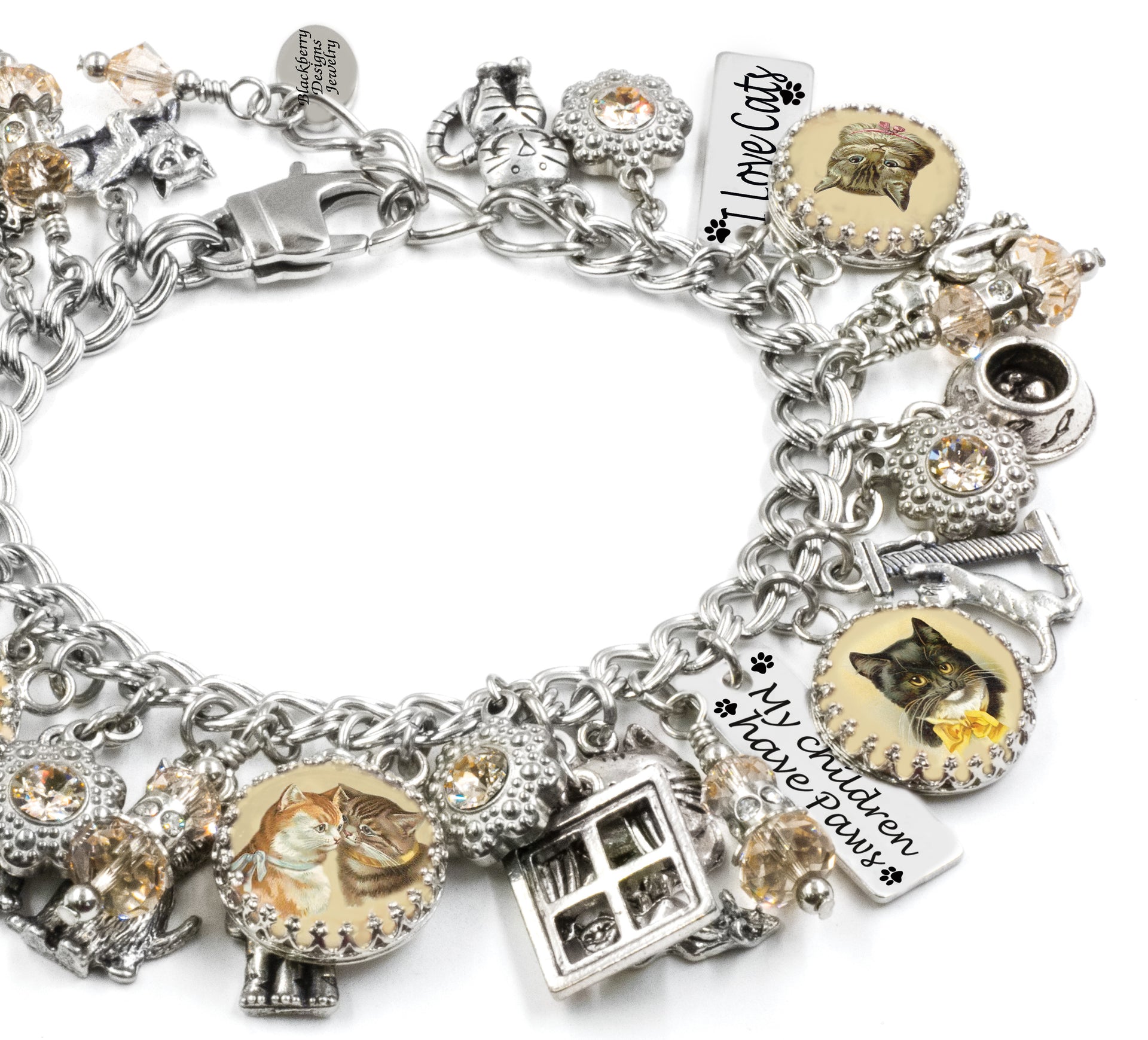 right view of cat charm bracelet