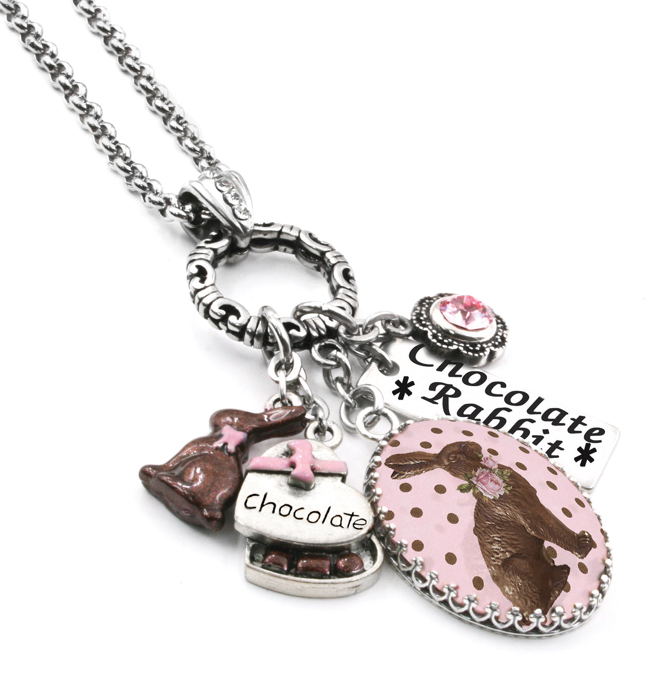 easter rabbit charm necklace