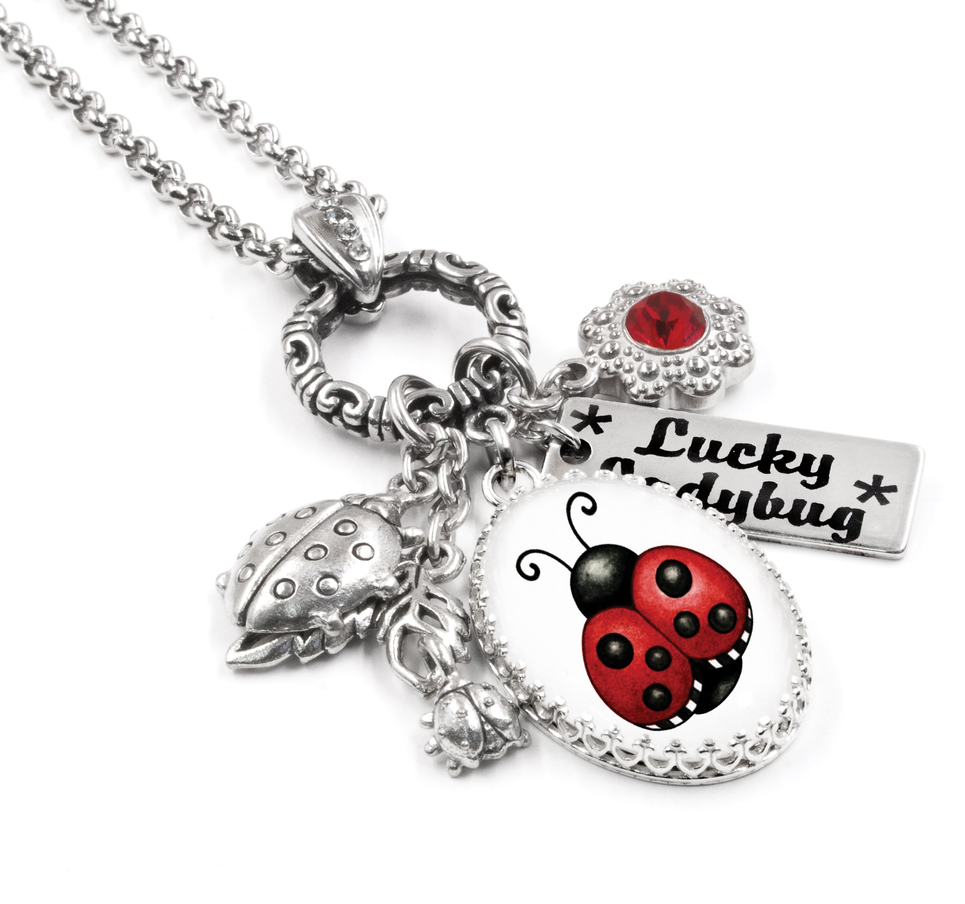 silver ladybug necklace