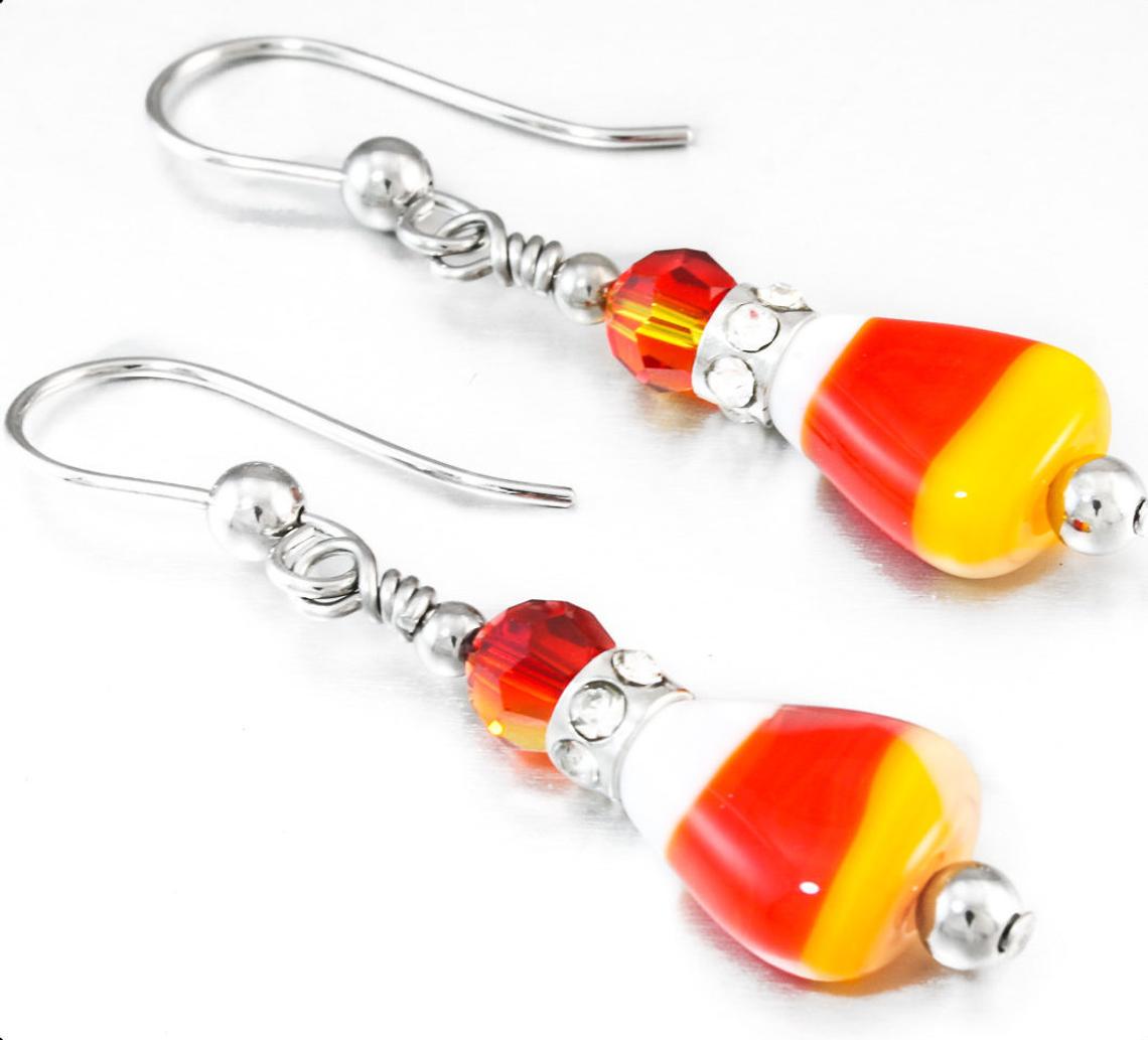 Candy Corn with Holes Fake Food Realistic Jewelry Charm Halloween Cabochons  10 pcs