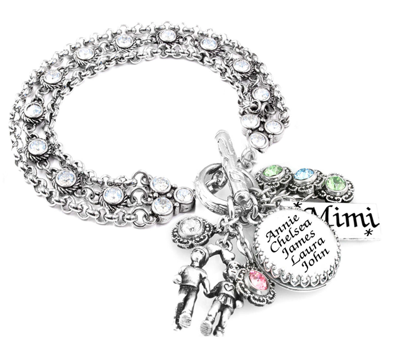 Mothers Birthstone Bracelet with Childrens Names