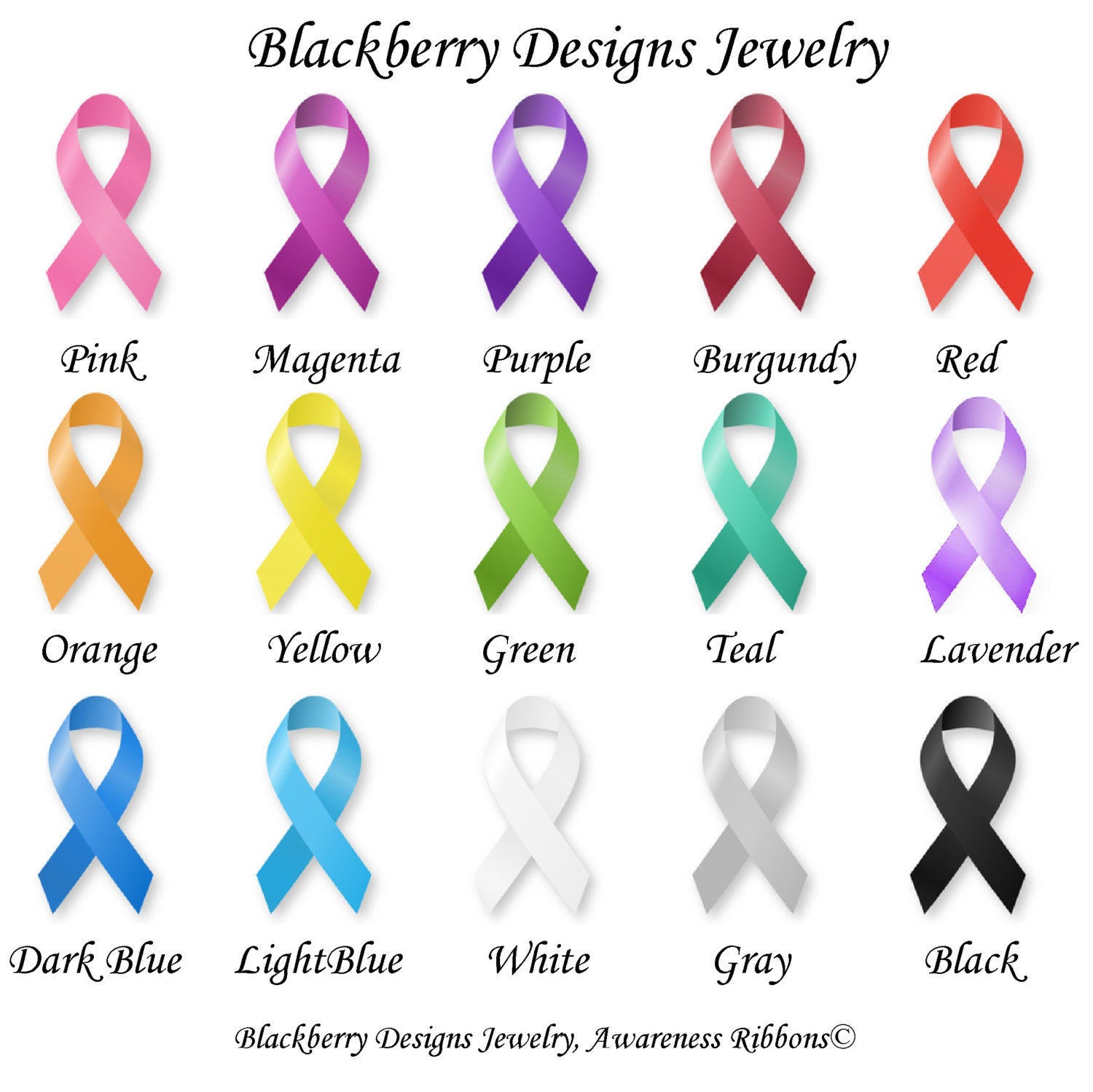 ribbon choices for breast cancer jewelry