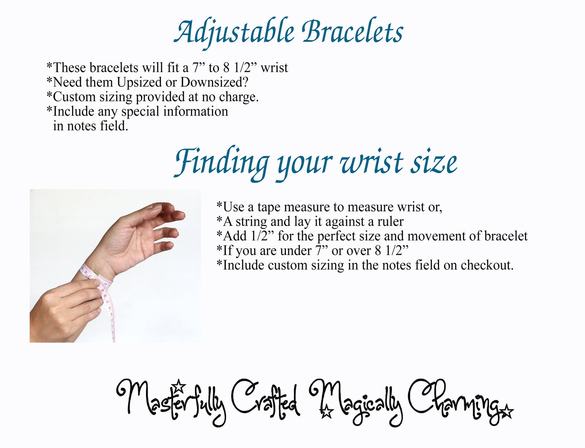 sizing for personalized italian charm bracelets