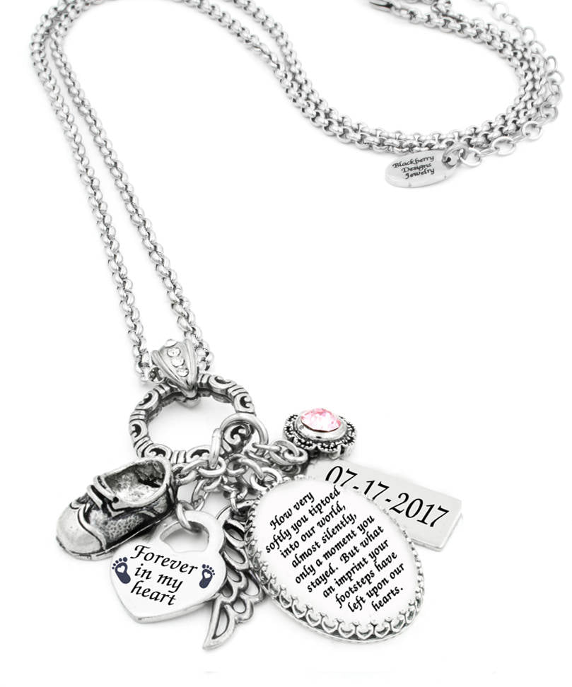 closeup of child loss charm necklace
