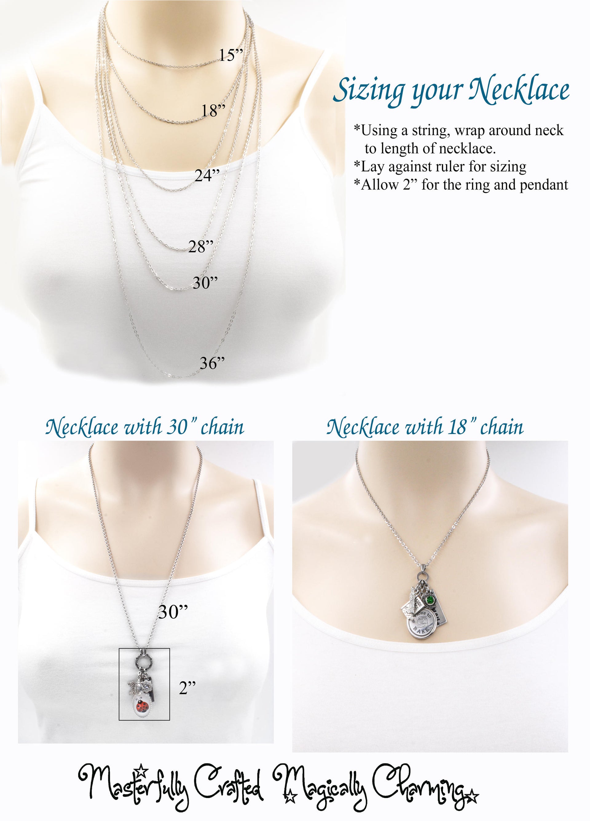 brother and sister necklaces sizing
