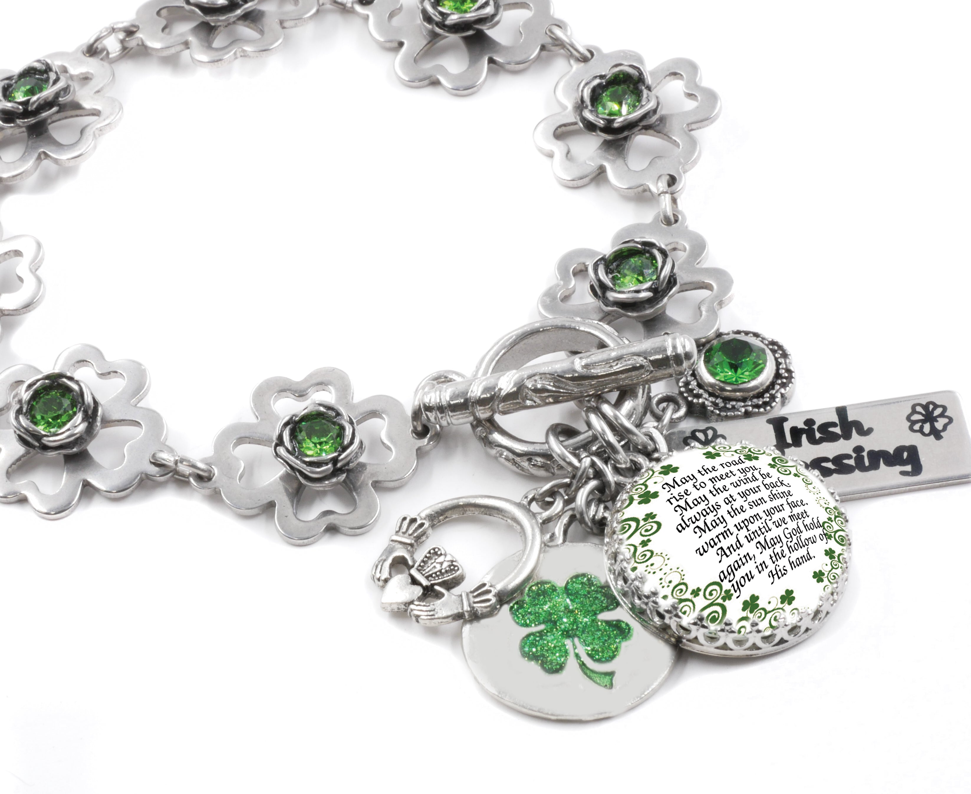 PHALIN 40pcs St.Patrick’s Day Charms for Jewelry Making, Assorted Glittery Shamrock Charm, Irish Bracelet Making Charms Bulk, Enamel Hat Lucky Leaf