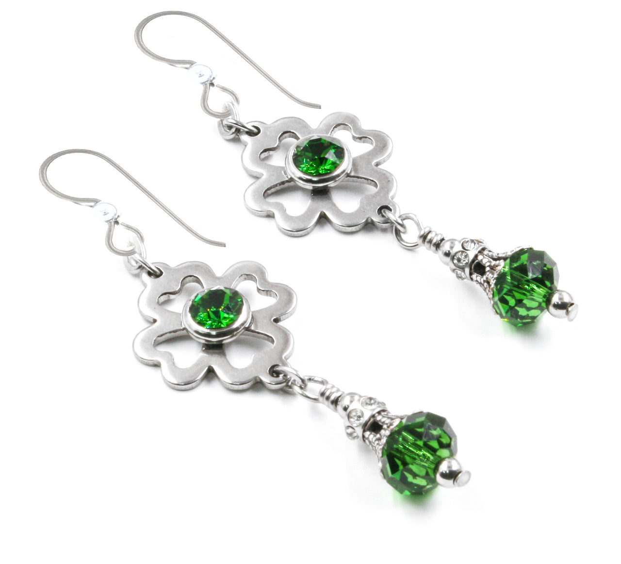 irish earrings, 4 leaf clover