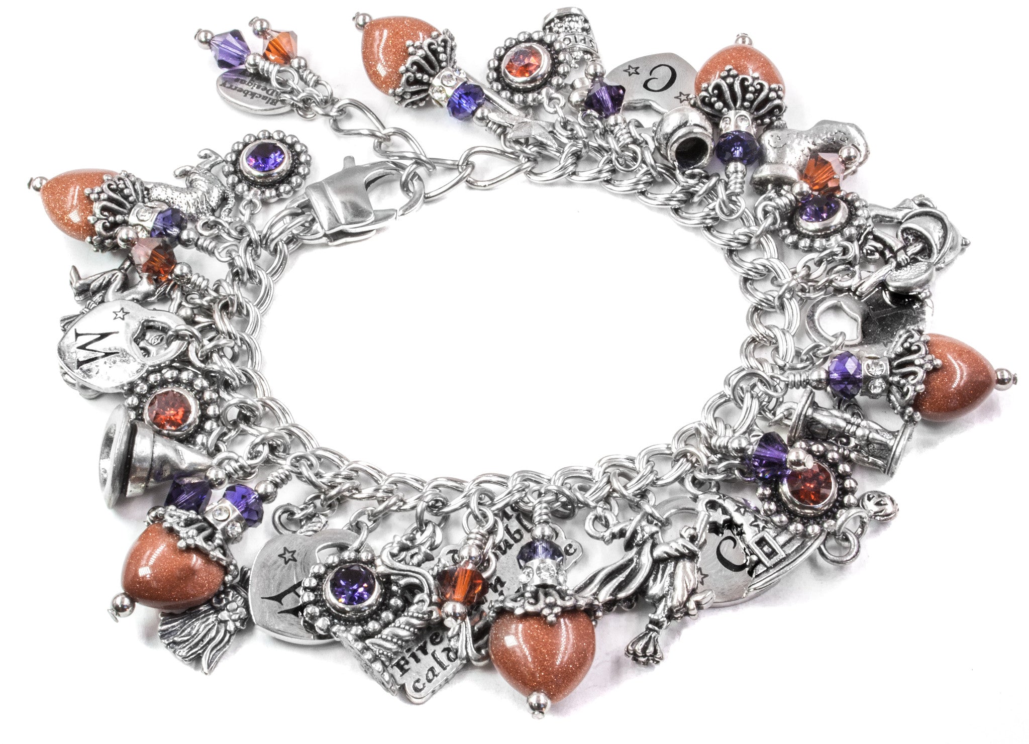 Halloween Charm Bracelet, Witch Bracelet with Gold Gemstones – Blackberry  Designs Jewelry